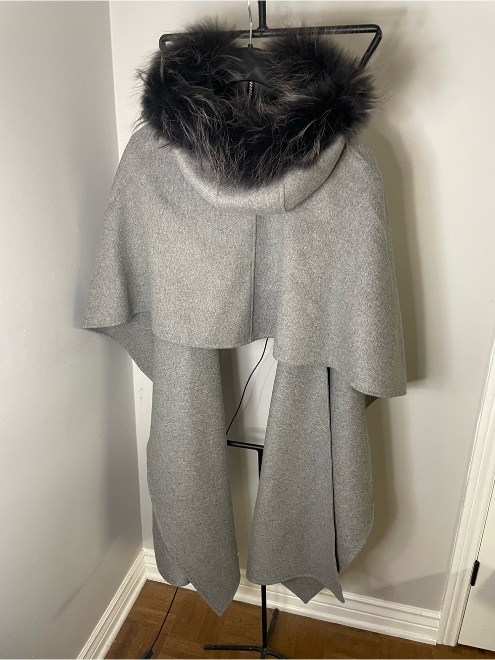 Mackage Light Gray Wool Coat with Black Trim - Picture 2 of 4